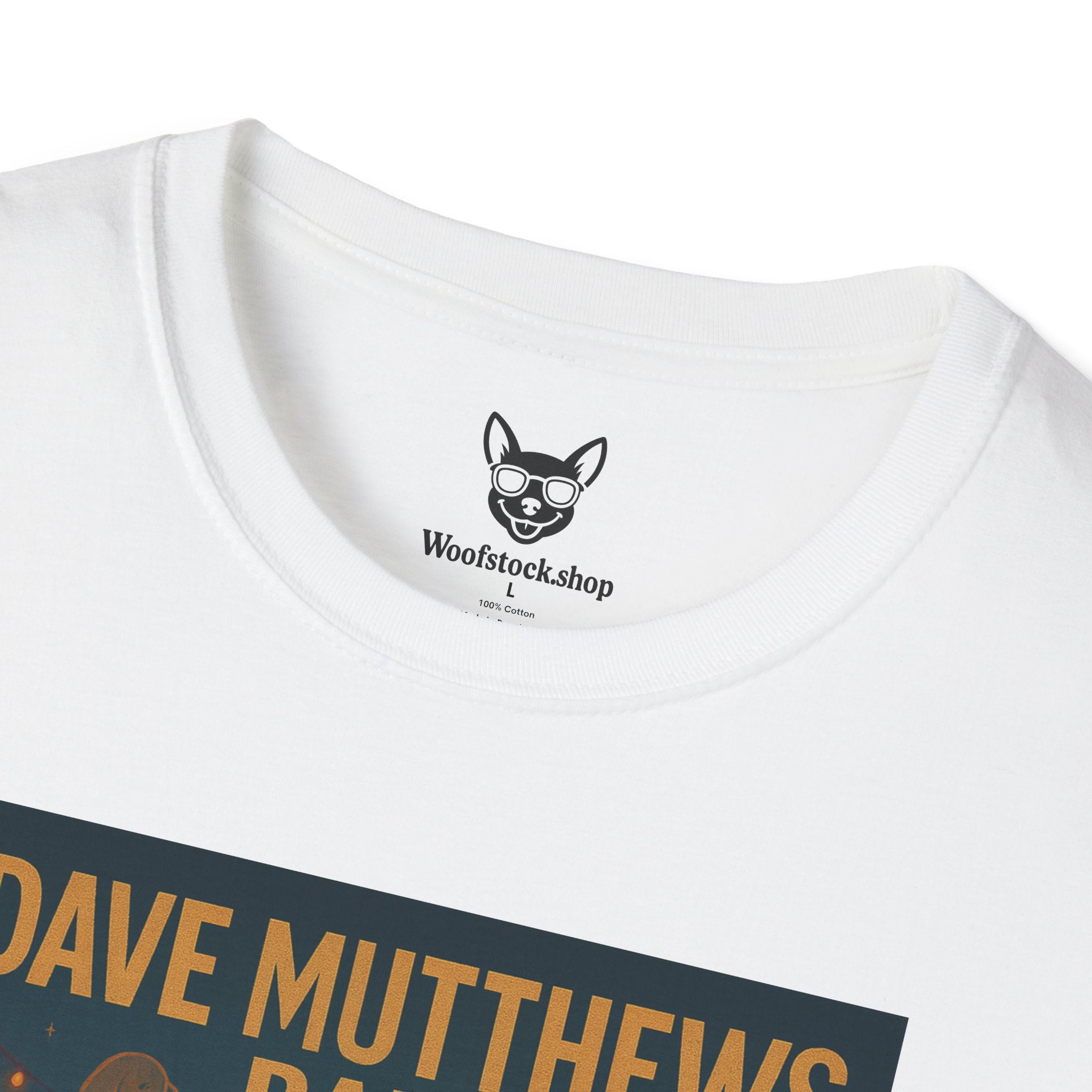 Dave Matthews Band Concert Poster Dog Parody Unisex Softstyle T-Shirt -- Funny Dog Concert Tee for Music and Dog Lovers